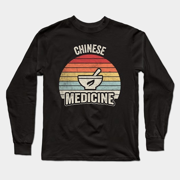 Retro Vintage Chinese Herbal Medicine Funny Herbalist Nature Therapist Long Sleeve T-Shirt by SomeRays